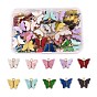 60Pcs 10 Colors Alloy Acrylic Pendants, Butterfly, Light Gold