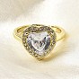 Регулируемые кольца для женщин с микропаве из латуни и кубическими цирконами, сердце, долговечный, стойки покрытие