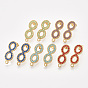304 Stainless Steel Stud Earring Findings, with Rhinestone, Loop and Ear Nuts/Earring Backs, Infinity