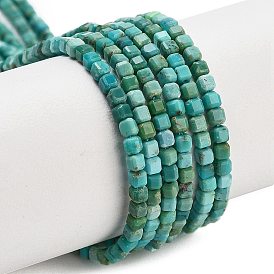 Natural HuBei Turquoise Beads Strands, Faceted Table Cut Cube