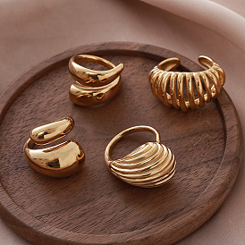Irregular 304 Stainless Steel Cuff Open Rings for Women