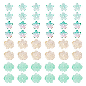 100шт. 4 стили, колпачки из прозрачного стеклянного бисера с покраской, запеченные в печи, 5-лепестковый цветок и лист лотоса, с блеском порошок