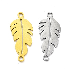 Ion Plating(IP) 201 Stainless Steel Connector Charms, Feather Links