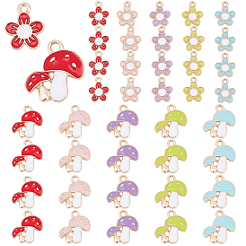 60Pcs 10 Style Alloy Enamel Pendants, Light Gold