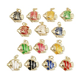 Латунные эмалевые подвески-рыбки, прелести морских животных, с прыжковых колец, золотые, стойки покрытие, без кадмия и без свинца, долговечный