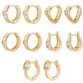 5 пары 5 стильные латунные серьги-кольца с микропаве из прозрачных кубических цирконий, без свинца и без кадмия, долговечный