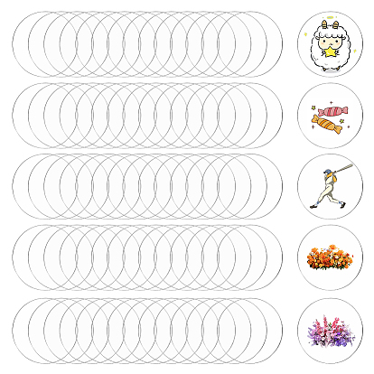 100Pcs Acrylic Sheets, Flat Round