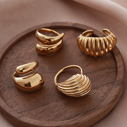 Irregular 304 Stainless Steel Cuff Open Rings for Women