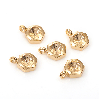 201 Stainless Steel Pendant Rhinestone Settings, For Pointed Back Rivoli Rhinestone, Hexagon