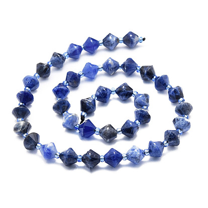 Natural Sodalite Beads Strands, Faceted, Bicone