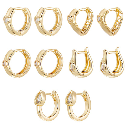 5 пары 5 стильные латунные серьги-кольца с микропаве из прозрачных кубических цирконий, без свинца и без кадмия, долговечный