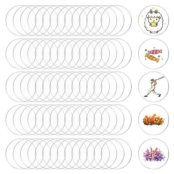 100Pcs Acrylic Sheets, Flat Round