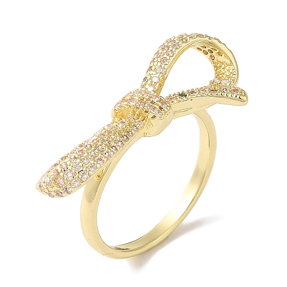 Женские кольца на палец из латуни с микро-паве и бантом из прозрачного циркония