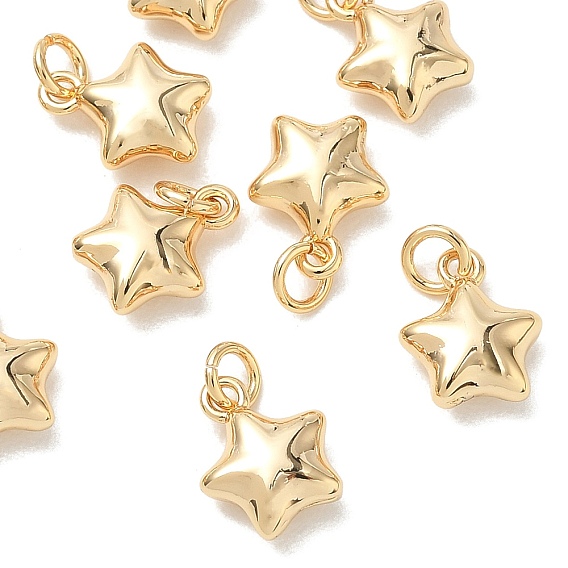 Colgantes de latón Shegrace, encantos estrella, sin cadmio, plomo, níquel, con anillo de salto