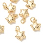 Colgantes de latón Shegrace, encantos estrella, sin cadmio, plomo, níquel, con anillo de salto