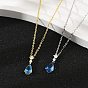 925 Женское ожерелье из стерлингового серебра с подвеской в виде капли и сапфиром