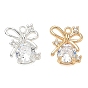 Brass Micro Pave Clear Cubic Zirconia Charms, Bowknot & Round Charms