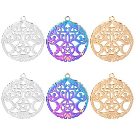 Colorful stainless steel oil pressure five-pointed star moon flower pendant pendant jewelry accessories e-commerce 50cm