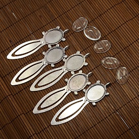 25x18mm Oval Glass Cabochon Cover for DIY Alloy Portrait Bookmark Making, Bookmark Cabochon Settings: 94x27mm, Tray: 25x18mm