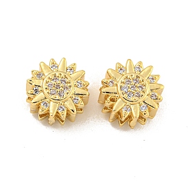 Латунные микропаве прозрачные многонитевые звенья из циркония, цветок