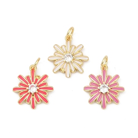 Латунные подвески с кубическими цирконами и эмалью, , долговечный, без свинца и без кадмия, стойки покрытие, реальный 18 k позолоченный, с целью перехода в кольце