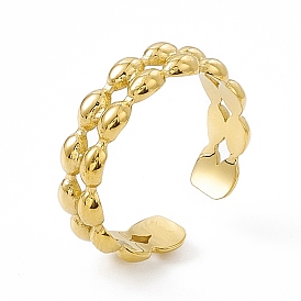 Placage ionique (ip) 304 anneau de manchette en acier inoxydable pour femme, anneaux ouverts en forme de perle ovale