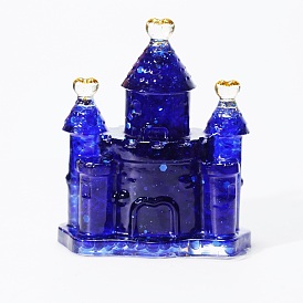 Lampwork Chip & Resin Craft Display Decorations, Glittered Castle Figurine, for Home Feng Shui Ornament