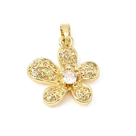 Pendentifs en laiton zircon cubique transparent, charmes de fleurs
