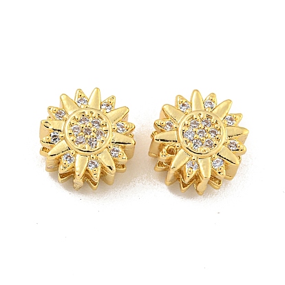 Латунные микропаве прозрачные многонитевые звенья из циркония, цветок