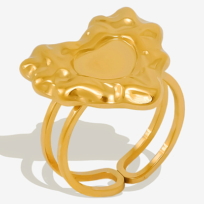 Сердце 304 нержавеющая сталь мода двухслойный манжета открытое кольцо для женщин