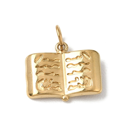 304 Stainless Steel Pendants, Book Charms