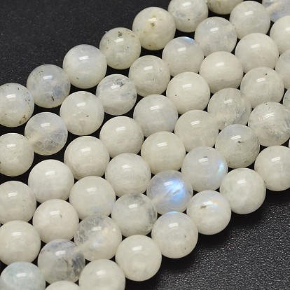 Round Grade A Natural Rainbow Moonstone Bead Strands