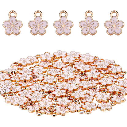 80Шармы из сплава эмали, без свинца и без кадмия, золотые, цветочный шарм