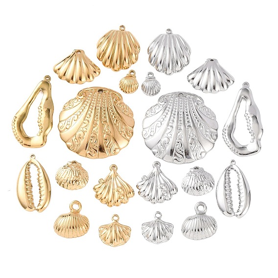 10 шт. 304 подвески из нержавеющей стали, шарм в форме ракушки