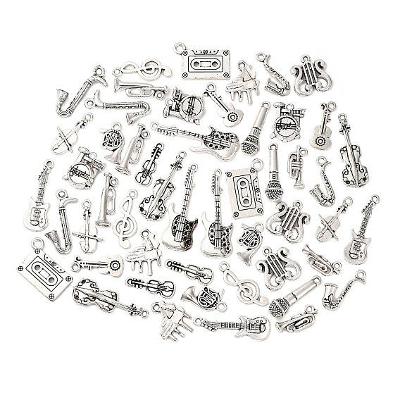 51шт 17 стили тибетский стиль сплав подвески набор, музыкальные инструменты/подвески в виде музыкальных нот