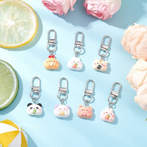 Подвесные украшения в виде животных, с поворотными застежками из сплава и подвесками из непрозрачной смолы, платина