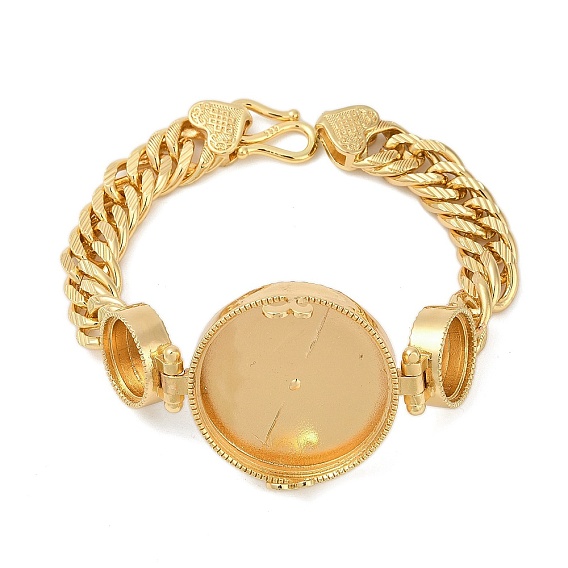 Латунь ссылку браслет решений, с плоской круглой лоток, стойки покрытие, долговечный