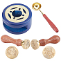 DIY Scrapbook Making Kits, Including Wood Wax Smelter, Brass Wax Sticks Melting Spoon, Brass Wax Seal Stamp and Wood Handle Sets