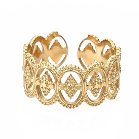 304 овальная манжета из нержавеющей стали с ромбовидным кольцом на манжете, массивное полое кольцо для женщин