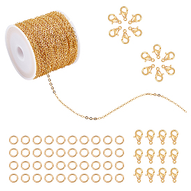 DIY Jewelry Making Kits, Including Zinc Alloy Lobster Claw Clasps, Brass Cable Chains and Open Jump Rings