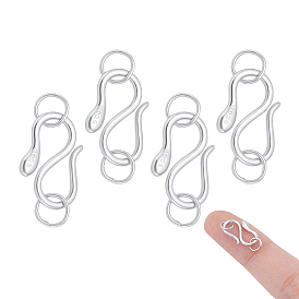 4 шт. 925 застежки S-образной формы из стерлингового серебра, змея