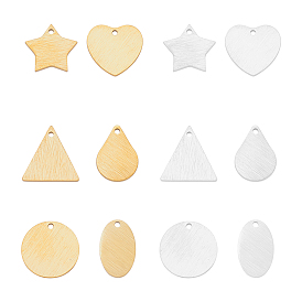 Unicraftale 24Pcs 12 Style 304 Stainless Steel Pendants, Stamping Blank Tag, Laser Cut, Double-sided Drawing Effect, Oval