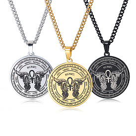 Jewelry Archangel Michael Amulet Pendant Necklace Faith Hip Hop Personality Titanium Steel Necklace