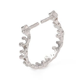 Стеллажное покрытие латунь открытые настройки кольца манжеты, для полуполых бусин , долговечный, звезда с короной