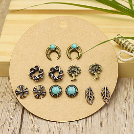 Jewelry turquoise all-match earrings set female flower trend combination earrings female ears