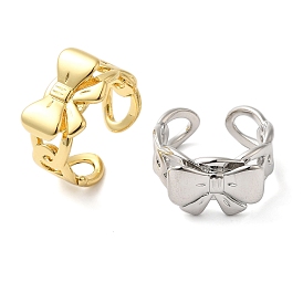 Bowknot Brass Open Cuff Rings for Women