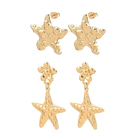 304 из нержавеющей стали серьги, текстурированная морская звезда