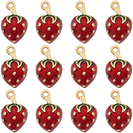 14 кулоны латунные эмалевые шт., долговечный, без кадмия и без свинца, реальный 18 k позолоченный, клубника