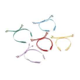 Accessoires de fabrication de bracelet en cordon tressé en nylon réglable, avec perles en laiton et 304 anneaux de saut en acier inoxydable, réel 18 k plaqué or