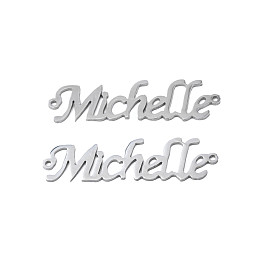 304 Stainless Steel Connector Charms, Word Michelle